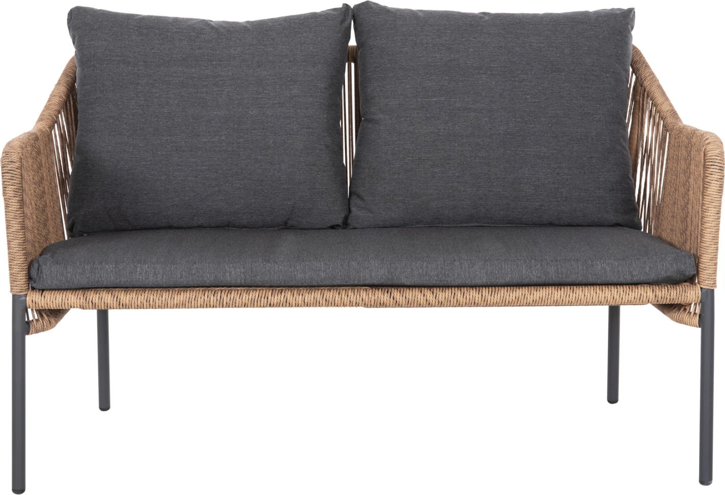 Zunanja dvosedna sedežna garnitura BAFFIN FH6054.03 aluminij antracit-PE ratan bež-antracit blazine