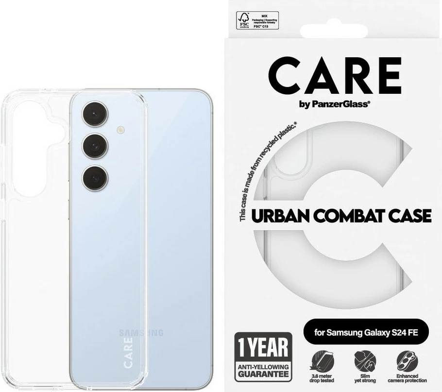 Prozoren zaščitni ovoj PanzerGlass CARE Flagship Urban Combat Case, Samsung Galaxy S24 FE