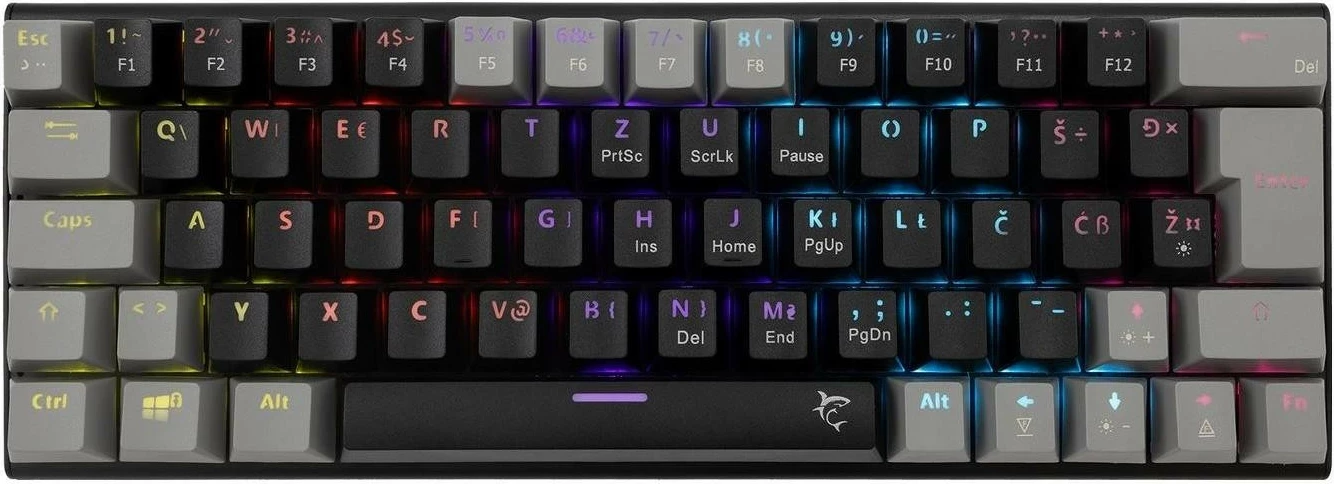 Mekanična igralna tipkovnica 65% White Shark Wakizashi-2, RGB, blue switch, črno-siva