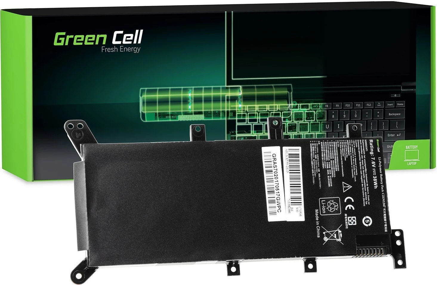 Baterija 4000mAh, 7,6 V za Asus R556, Green Cell AS70