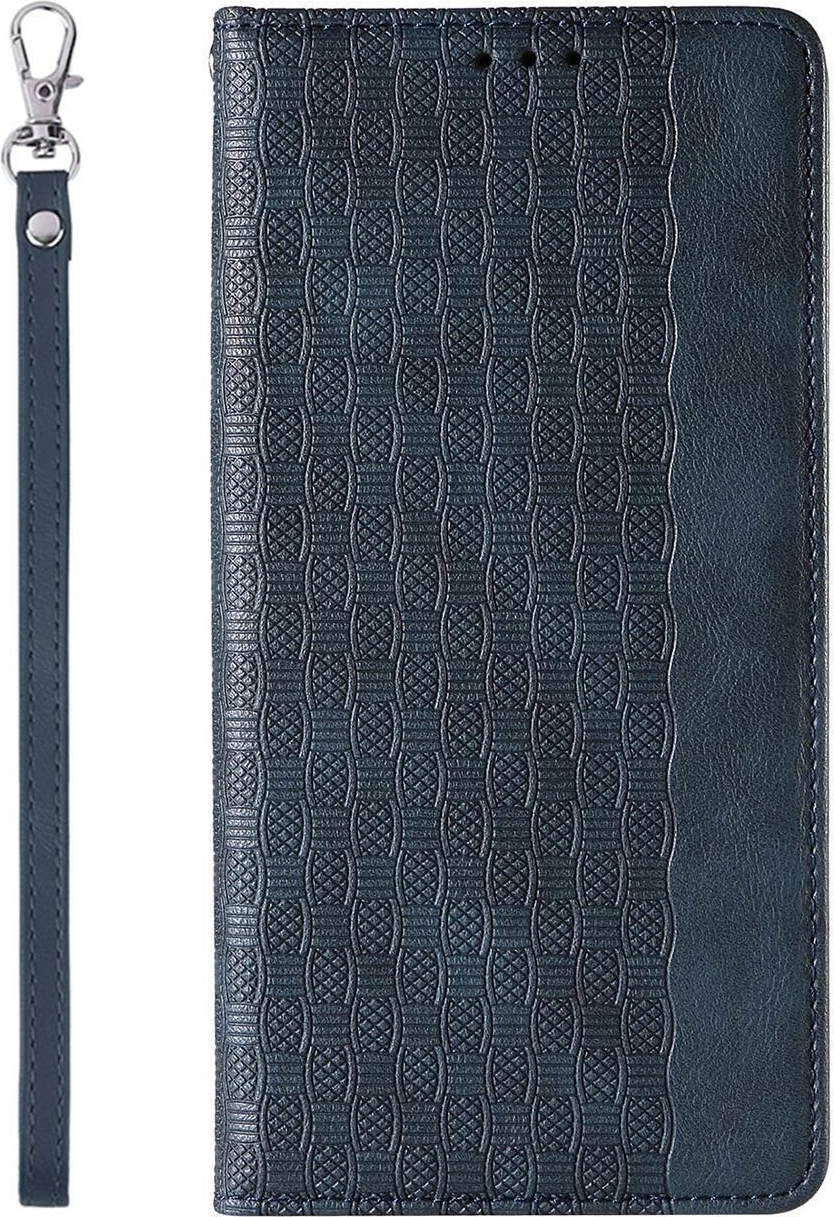 Ovitek za telefon z magnetnim trakom, denarnica, stojalo in zapestni trak, Hurtel Magnet Strap Case za Samsung Galaxy S23, modri