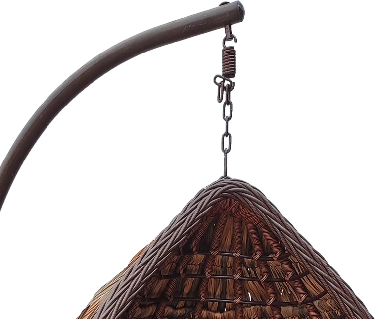 Viseče gnezdo Swing Nest z rjavim kovinskim podstavkom - PE rattan rjave barve, črno 120x105x195 cm