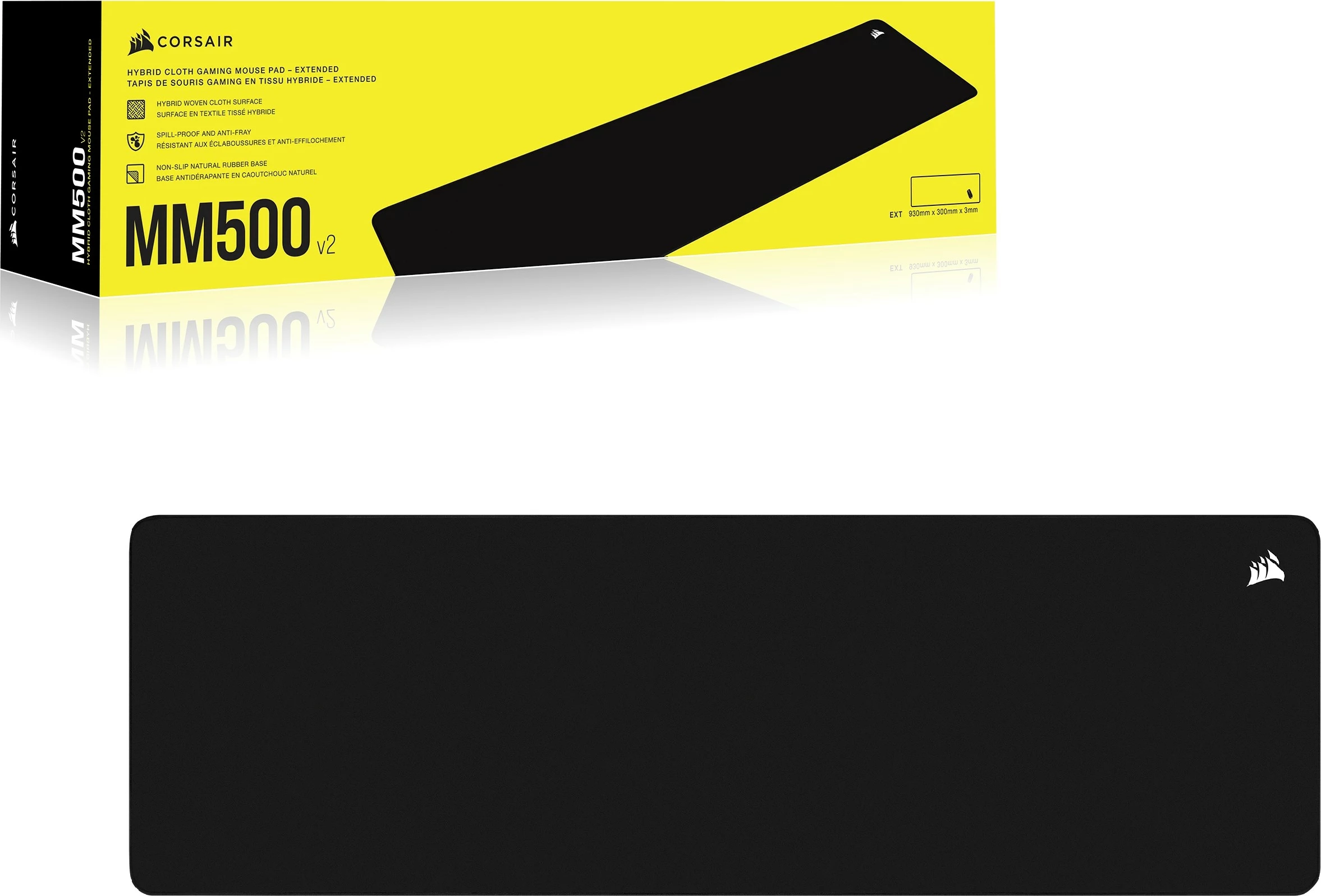 Velik gaming podloga za miško Corsair MM500 v2-EXT, 930x300 mm, črn