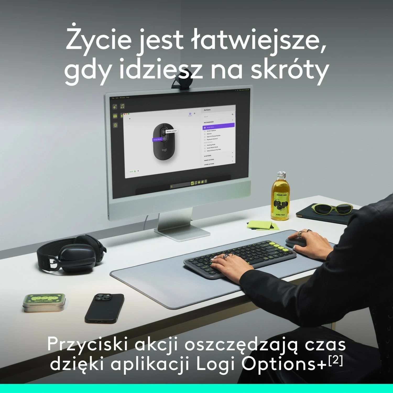 Brezžična miška Logitech POP ICON, rožnata