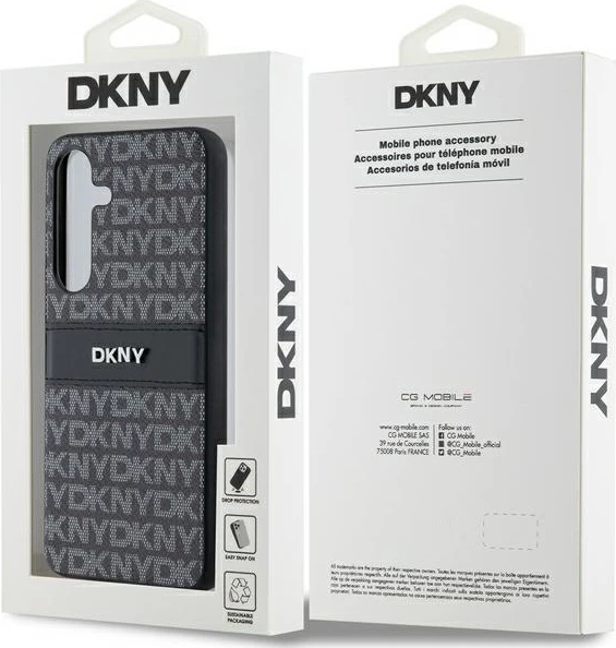 Zaščitni ovitek za Samsung Galaxy S24, DKNY Mono Stripe & Metal Logo, črn