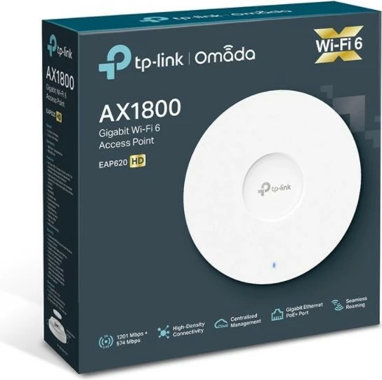 Dostopna točka TP-LINK EAP620 HD, WiFi 6 AX1800, bela