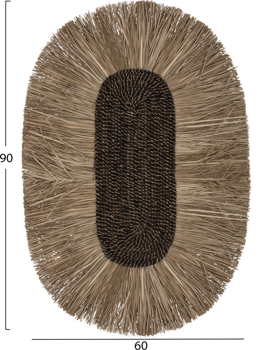 Ovalna stenska dekoracija iz trave in abaka vlaken v naravni barvi 60x5x90Hcm.FH7795