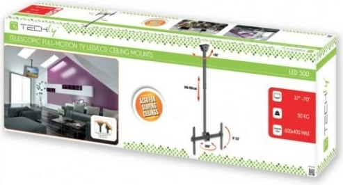 Stropni nosilec za TV/monitor Techly 309357, za LCD/LED 37-70 inch, 50 kg, črn