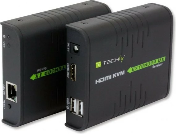 KVM podaljševalnik HDMI in USB, 120 m, črn, Techly 028214, komplet
