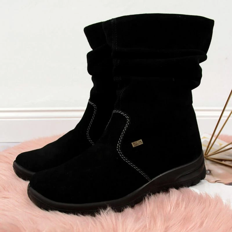 Izolirane usnjene škornje, Rieker W RKR130, črne