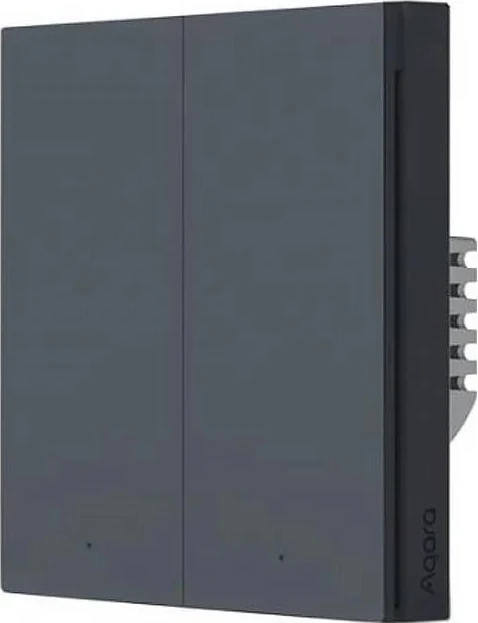 Pametni stikalo brez nevtralnega vodiča, 2 gumba, Aqara H1 WS-EUK02-G, črn