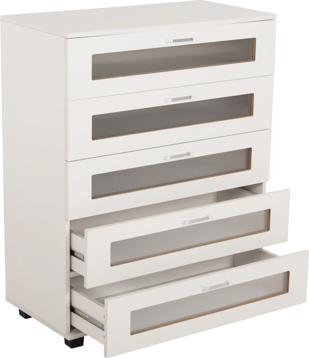 Komoda s predali THORGAN FH9881.03 melamin v beli barvi-5 predalov 80Χ40Χ100Hcm