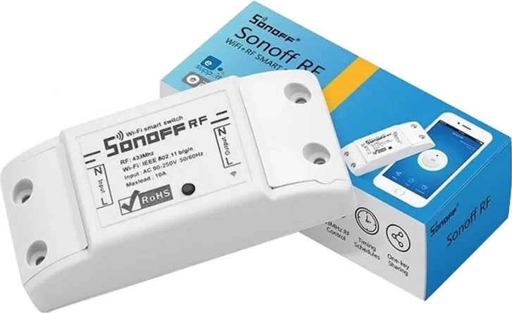 Pametni stikalnik Sonoff RF R2, WiFi + RF 433MHz, 1 kanal, bel