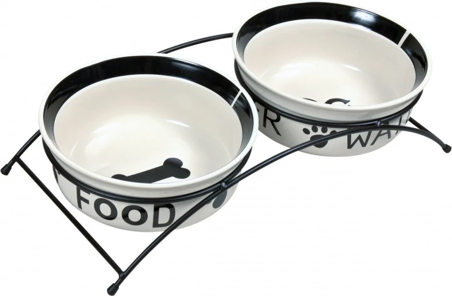 Keramični set posod za pse, Trixie 0,6 l, črno/belo