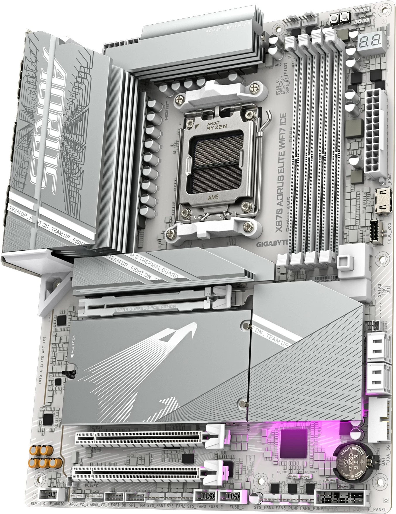 Matična plošča Gigabyte X870 AORUS ELITE WIFI7 ICE, Socket AM5, DDR5, Wi-Fi 7