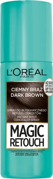 Sprej za korenine L'Oreal Paris Magic Retouch, unisex, temno rjavo, 75 ml