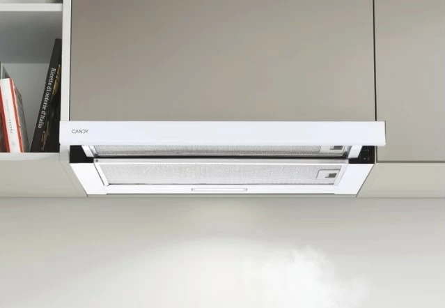 Teleskopski kuhinjski aspirator Candy CBT625/2W/1, vgradni, bel