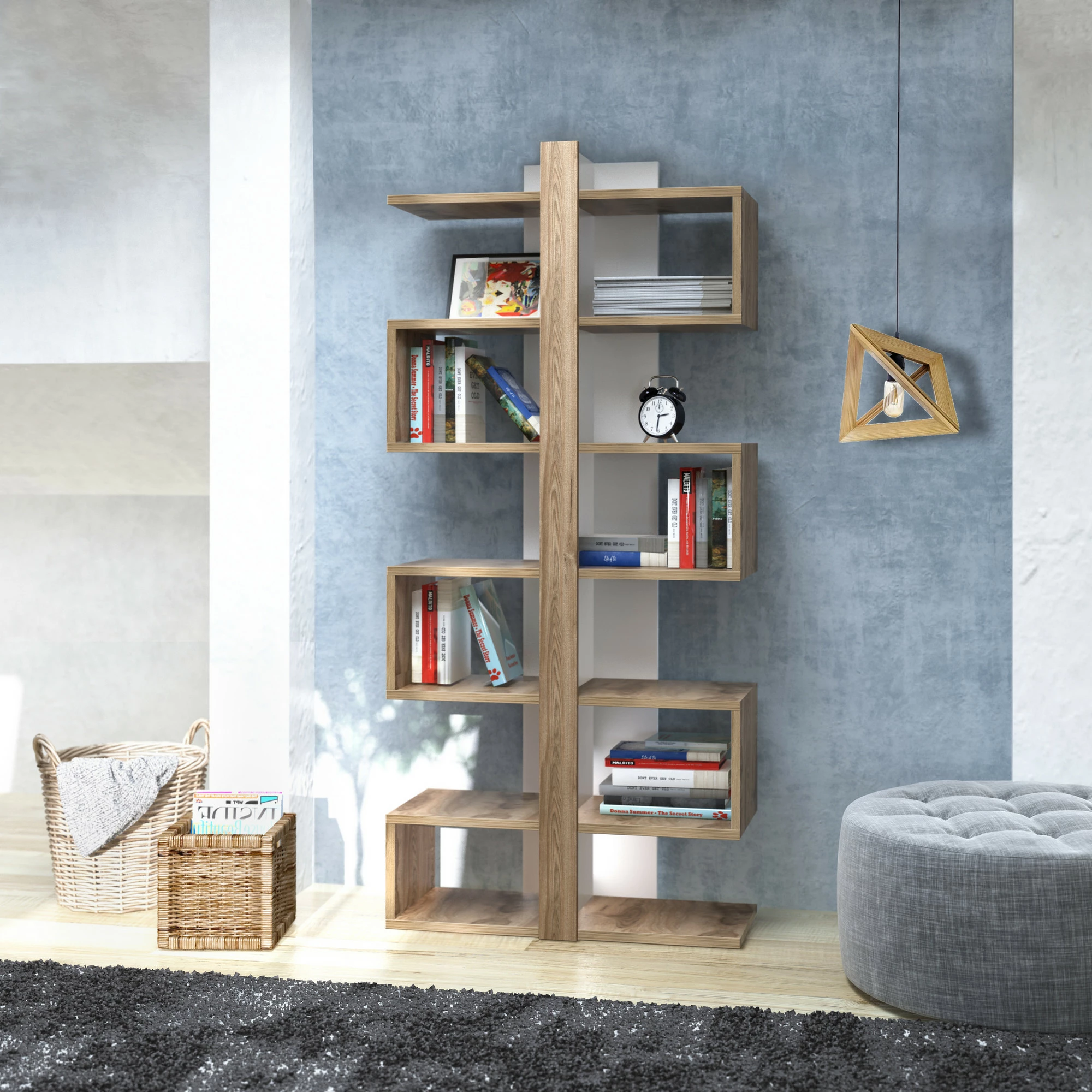 Knjižni regal v hrastni barvi, Hanah Home Ionis, 78 x 170 x 29,5 cm