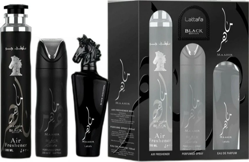 Eau de Parfum in deodorant unisex Maahir Black Edition 100 ml + 200 ml + 300 ml, Lattafa