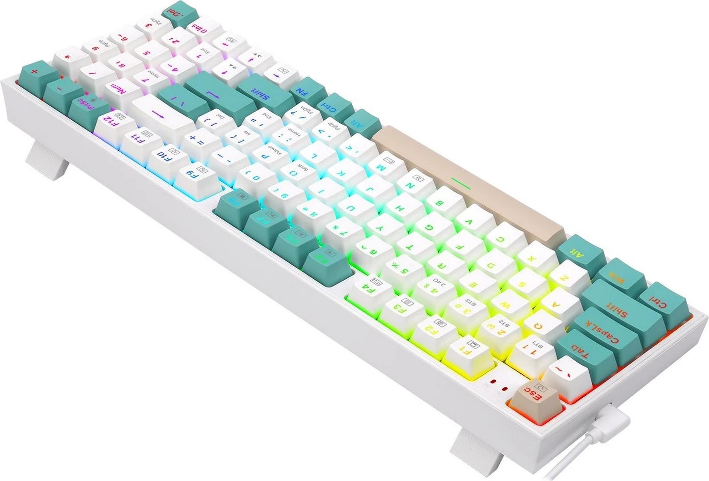 Mehanska tipkovnica Redragon K643WGC-RGB-PRO, RGB, brezžična/žična, bela