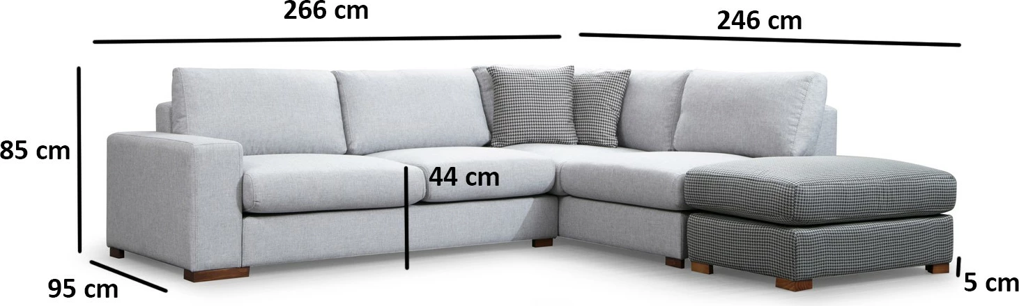 Kotna sedežna garnitura, Atelier del Sofa Loop 2, svetlo siva, z otomanom