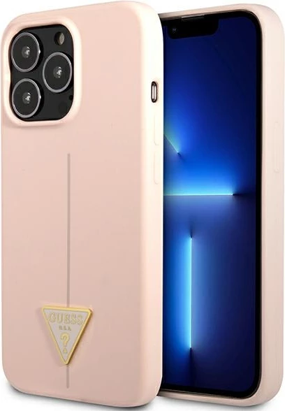 Ovitek za telefon silikon, rožnat — Guess GUHCP13LSLTGP za iPhone 13/13 Pro 6,1"