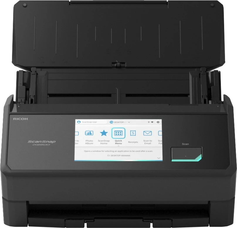 Skaner dokumentov Ricoh ScanSnap iX2500, ADF, Wi‑Fi, zaslon na dotik, črn