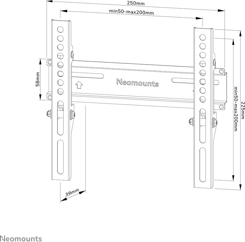Stenski fiksni nosilec za TV 24–55 palcev, 30 kg, črn Newstar WL30-350BL12