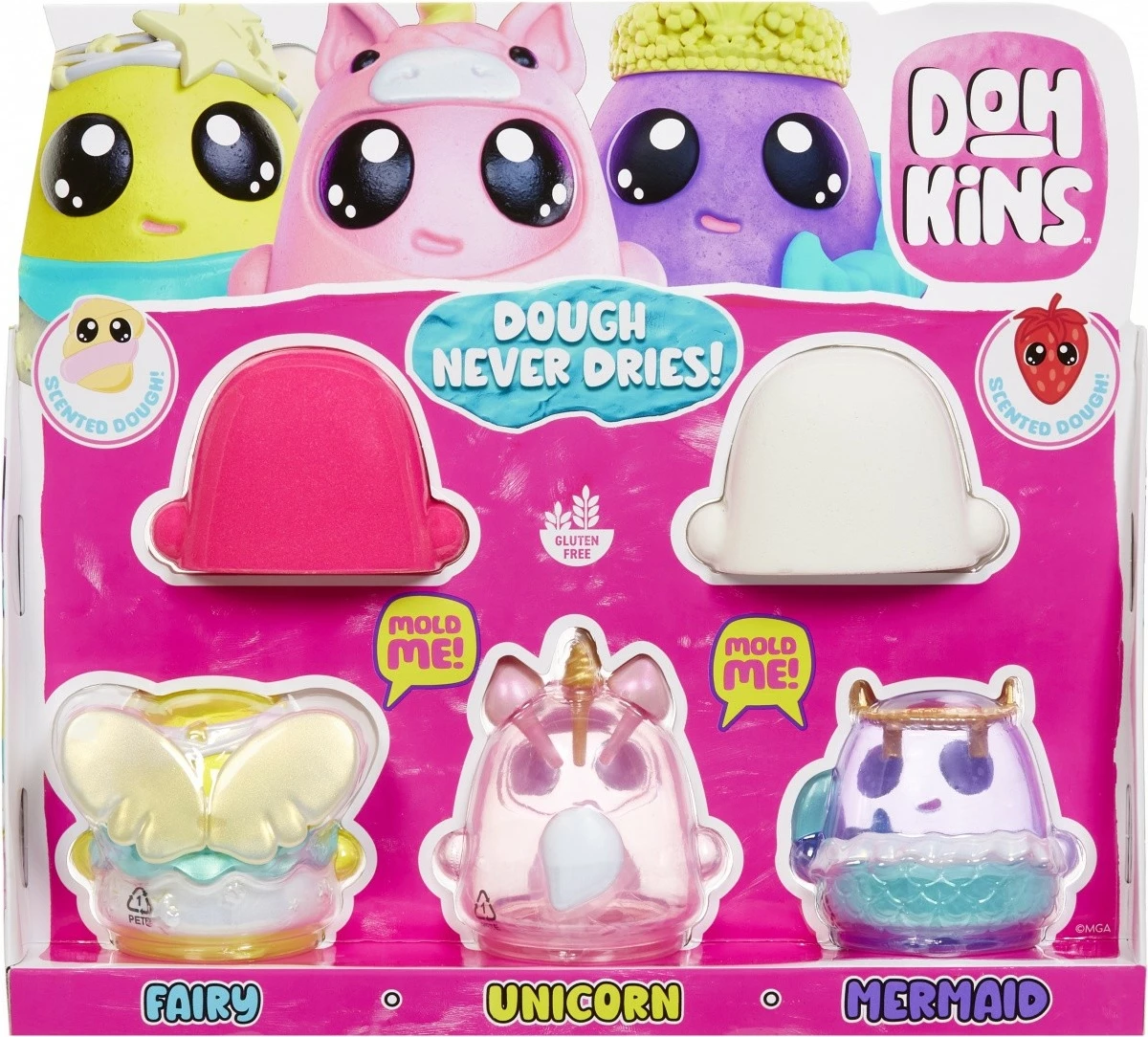 Set plastelina, ki se ne suši, brez glutena, 3+, 2 barvi, MGA DohKins Fantasy Pack 123026-EUC/23033