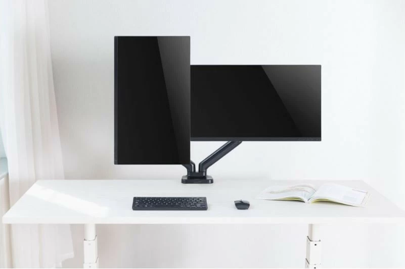 Namizni nosilec za dva monitorja Techly ICA-LCD 462B, 17–32 palcev, 9 kg, črn