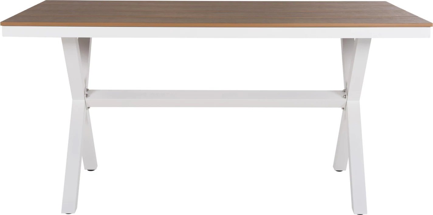 Aluminijasta pravokotna miza TAWNEE FH6037.02 bele barve-poliles v naravni les 150x89,5x73Hcm