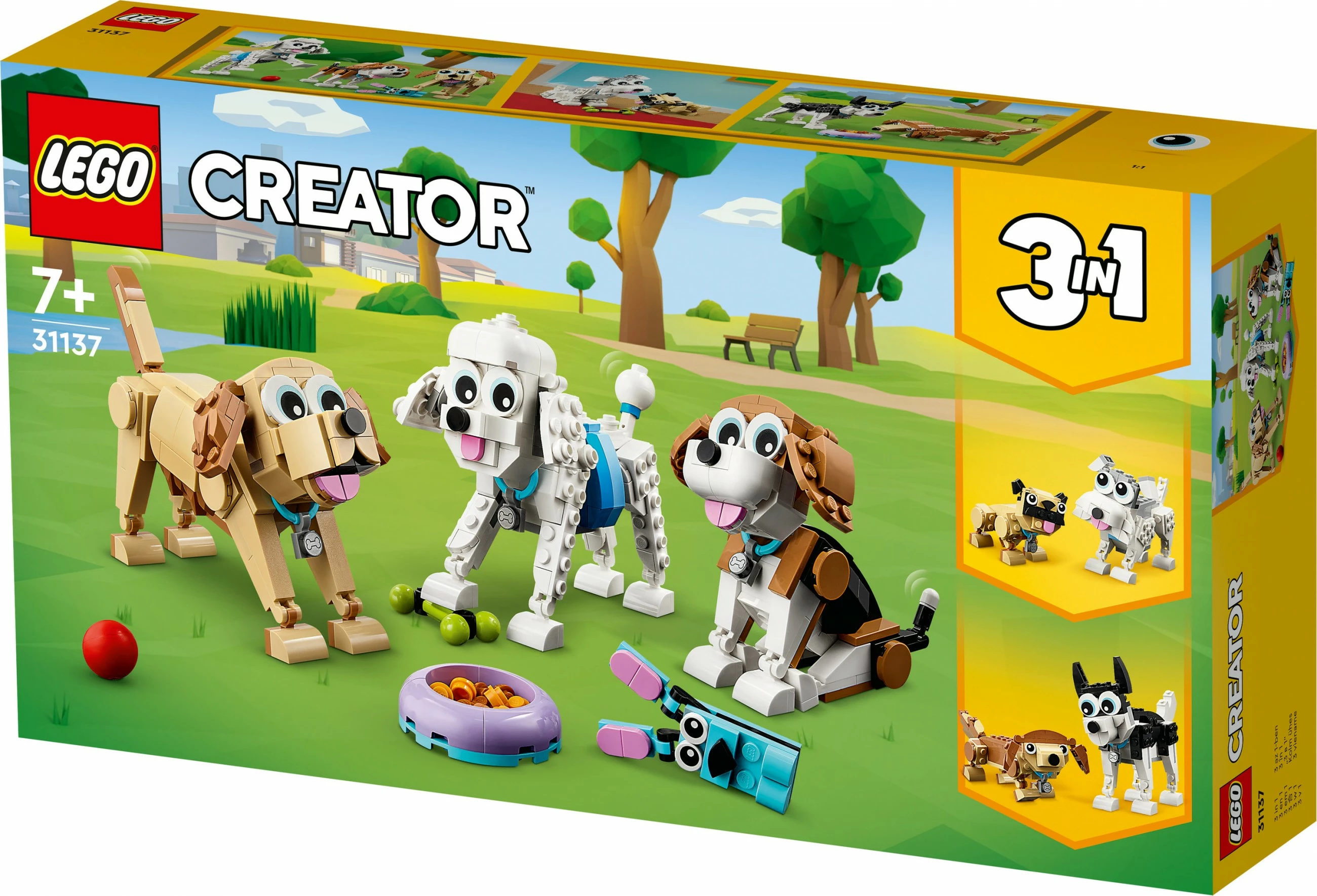 Set za sestavljanje 3-v-1 prikupni psi, LEGO Creator, 475 kosov, večbarven
