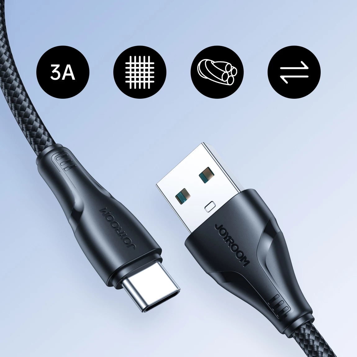 Kabel Joyroom Surpass Series A11, USB-A v USB-C, 1,2 m, 3A, črn
