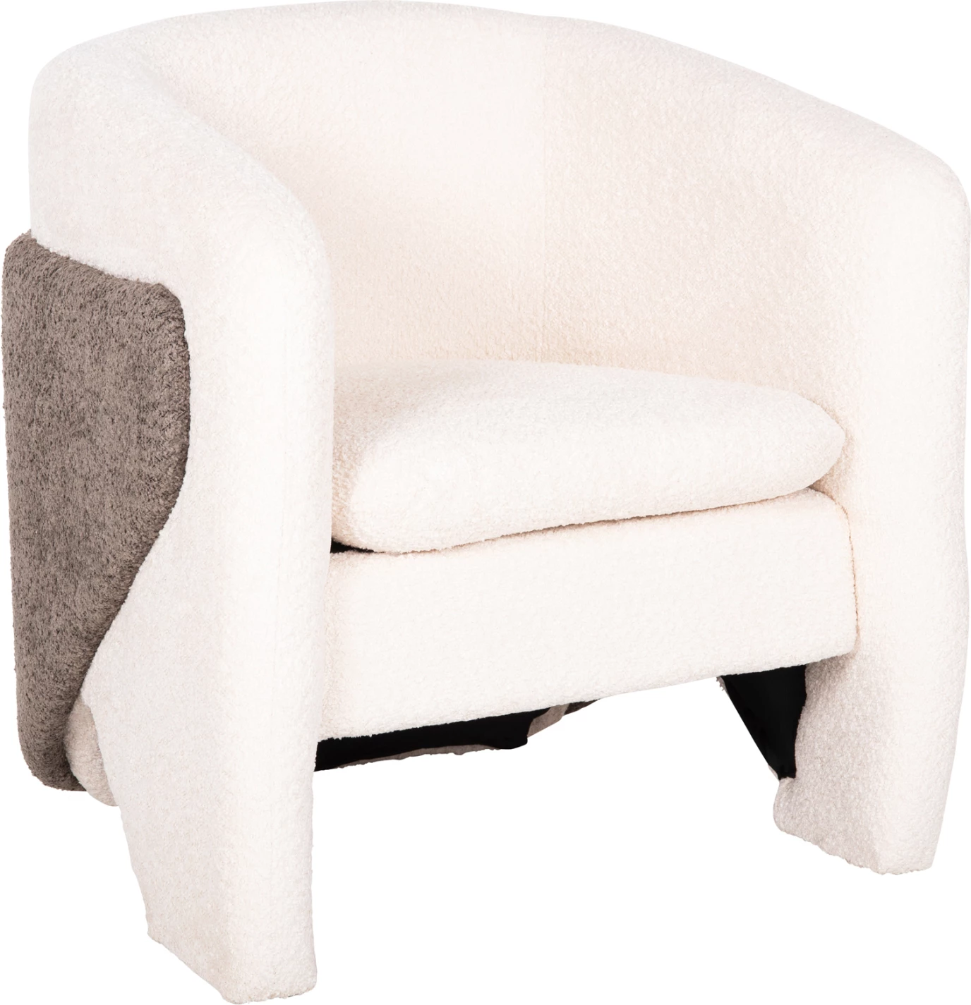 Fotelj DOPER FH9590.06 iz bouclé tkanine belo-sive barve 68x72x76H cm