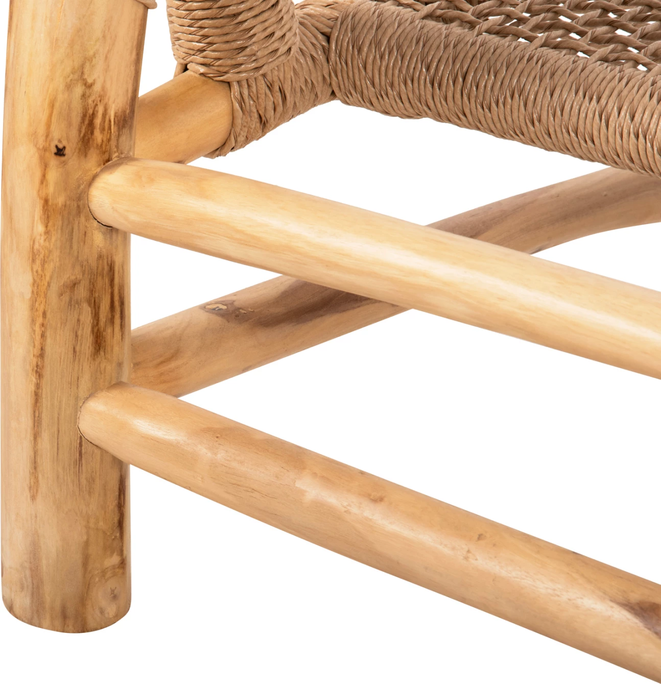 Zunanja dvosedna sedežna garnitura LONDER FH5984 iz tikovega lesa in sintetičnega pletenega ratana 120x75x78H cm