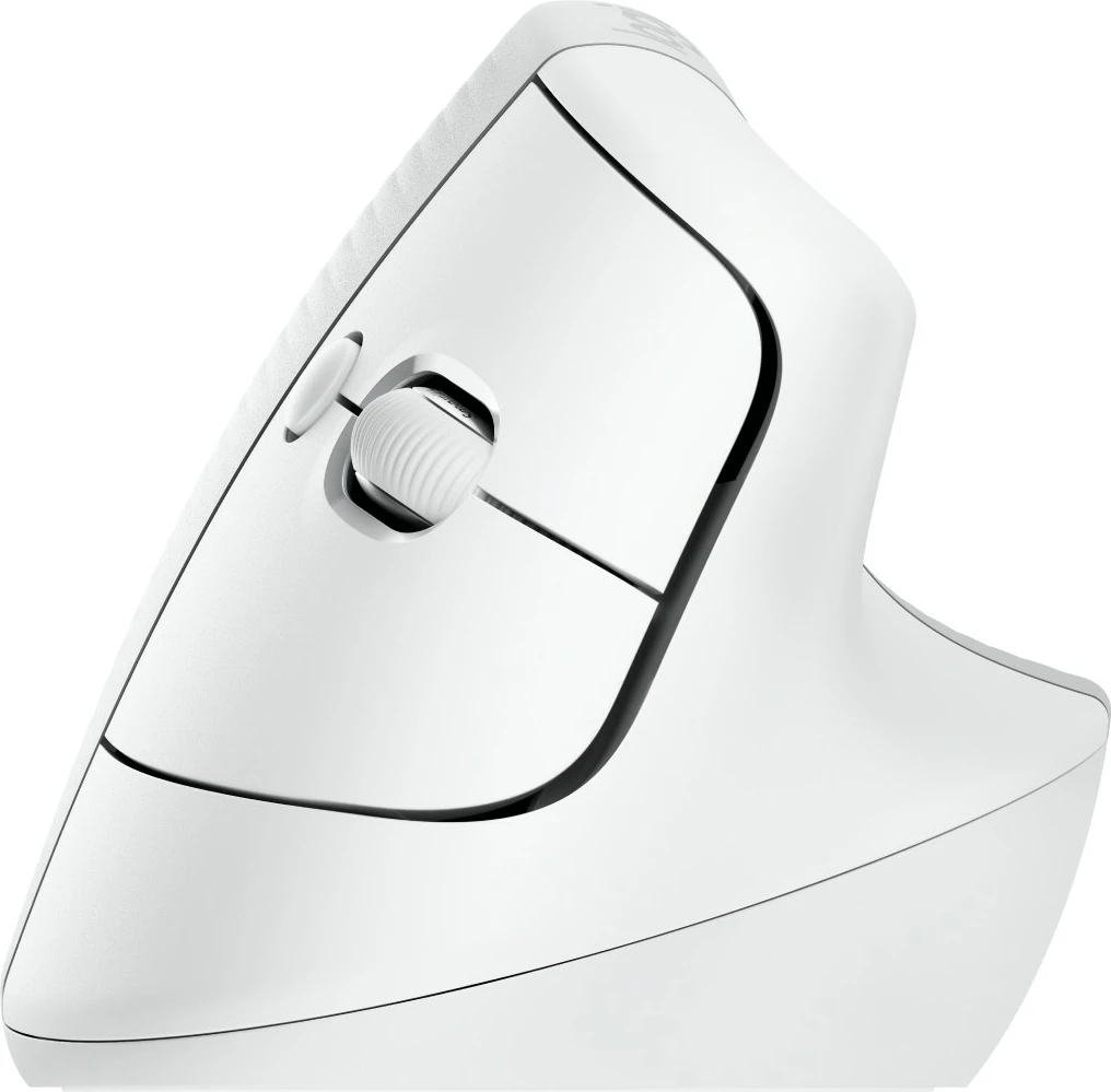 Ergonomski vertikalni miš Logitech Lift za poslovno rabo, 6 gumbov, brezžična, Bluetooth, Bolt USB, bela