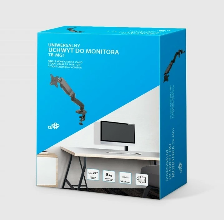 Nosilec za monitor za mizo s plinsko vzmetjo TB TB-MG1, do 27 palcev, 8 kg, črn