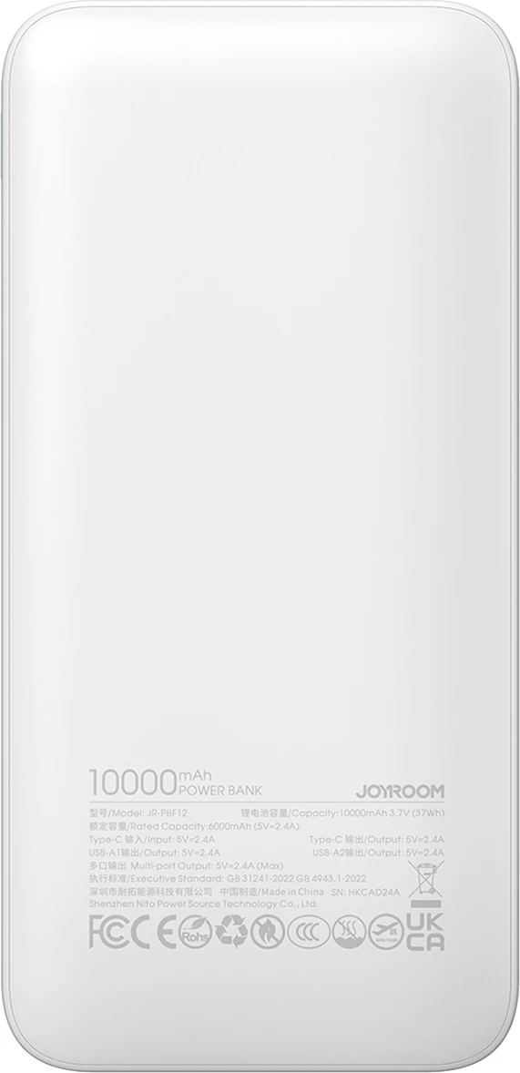 Prenosni polnilec Joyroom JR-PBF12, 10.000 mAh, 3 izhodi, bel