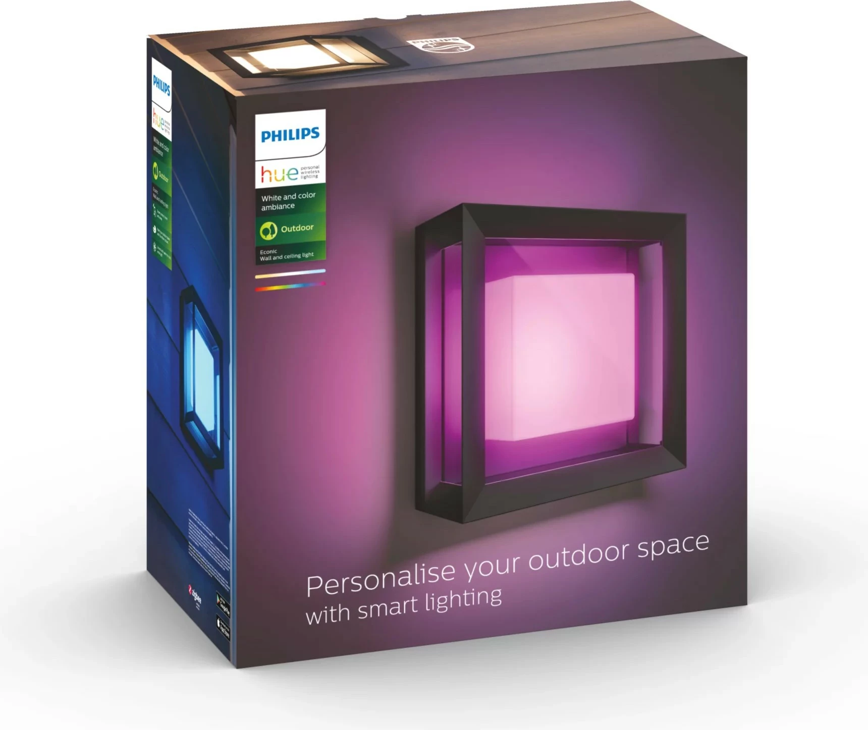 Zunanja stenska svetilka Philips Hue Econic, Smart, LED, črna