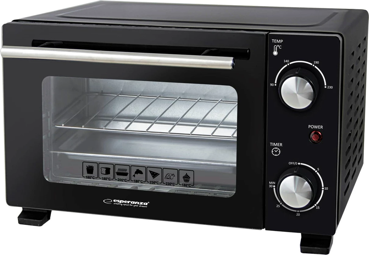 Mini pečica Esperanza EKO007N, 10 L, 800 W, črna