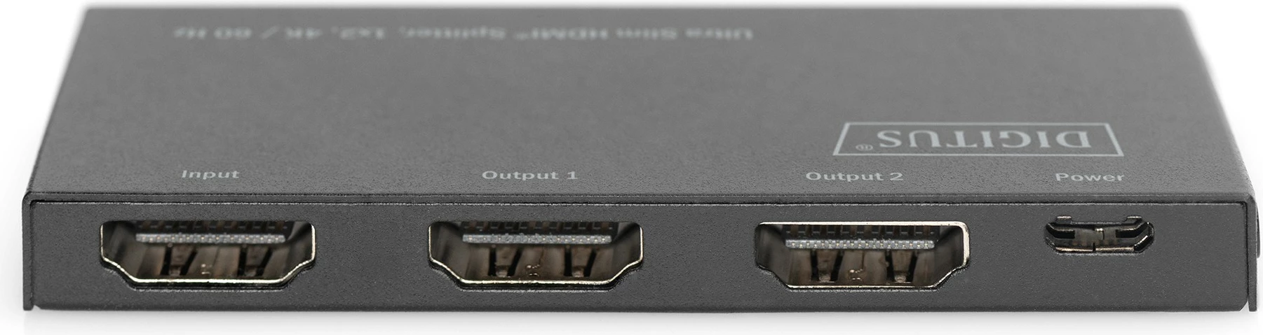 Ultra tanek HDMI razdelilec 1x2, 4K/60 Hz, metalen, črn - Digitus