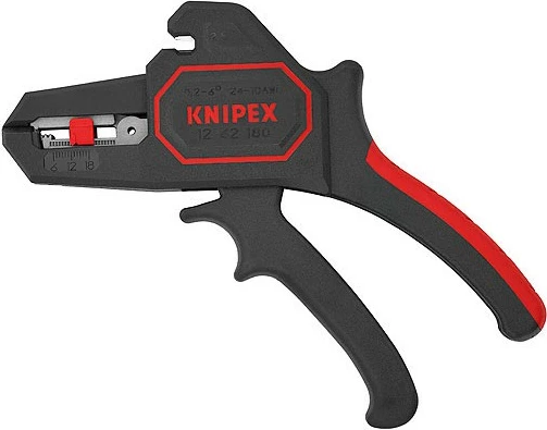 Minska klešče za odstranjevanje izolacije kablov Knipex KP-1262180, samodejne, s rezalnikom, črno/rdeče