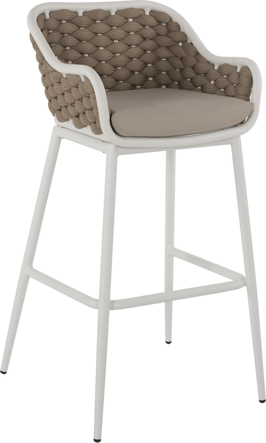 Stol iz aluminija bele barve z bež vrvjo 50x51x103H cm FH5862.02
