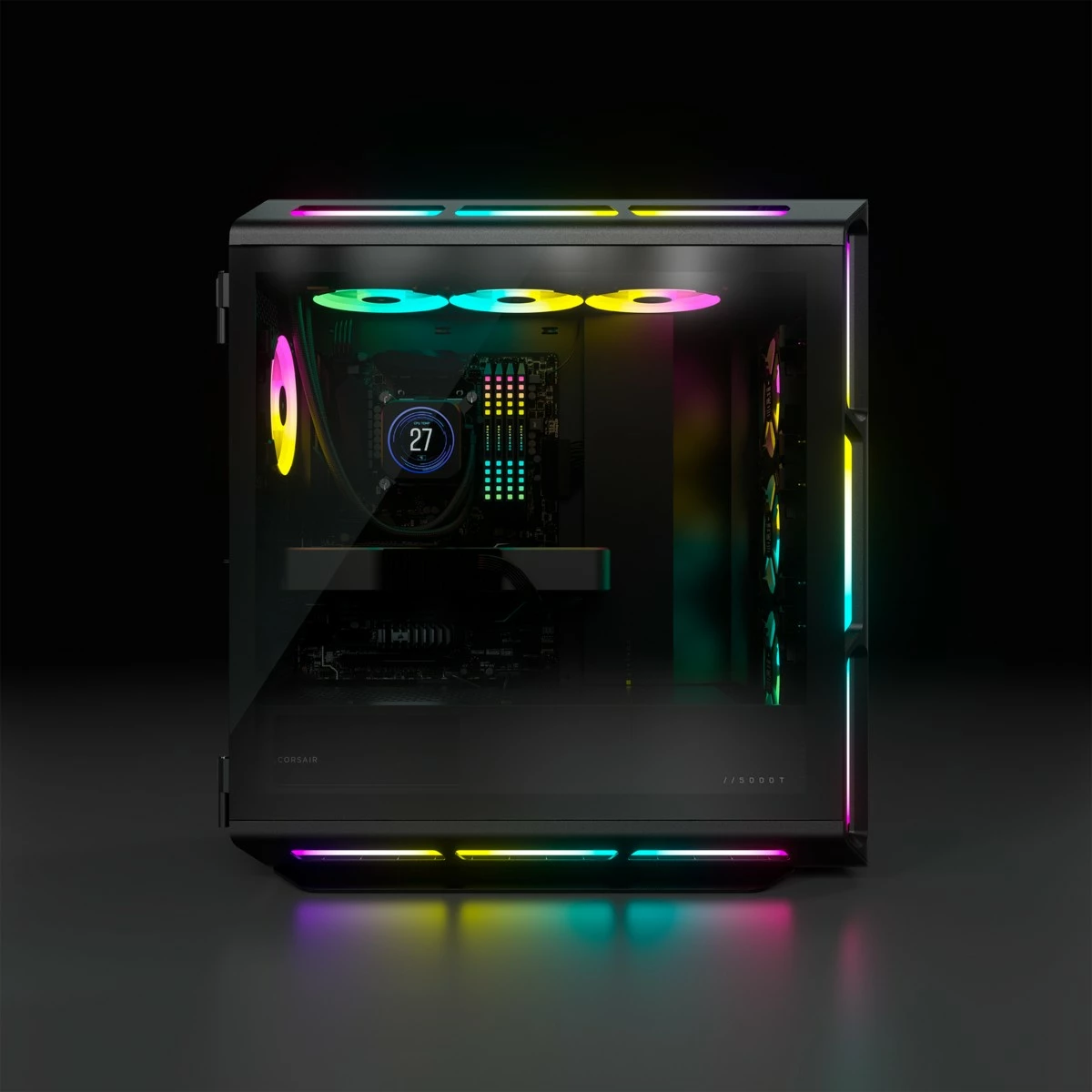 Midi tower z RGB osvetlitvijo Corsair iCUE 5000T, črn