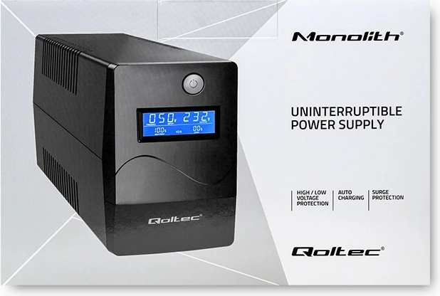UPS 53977 Qoltec, 450VA, 240W, LCD, USB, RJ45, črn