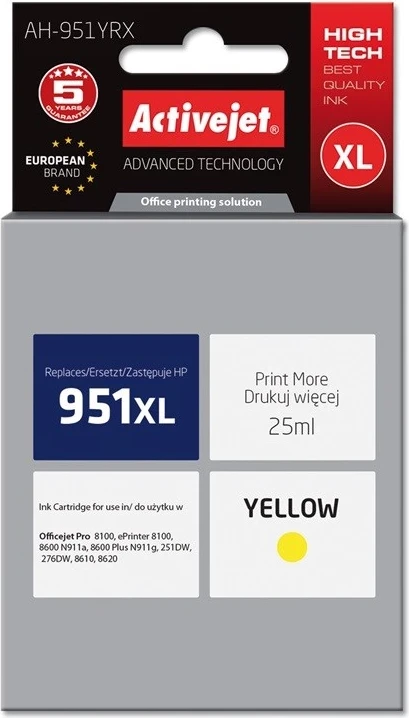 Zamenjalna barva Activejet AH-951YRX za tiskalnik HP951XL CN048AE, rumena