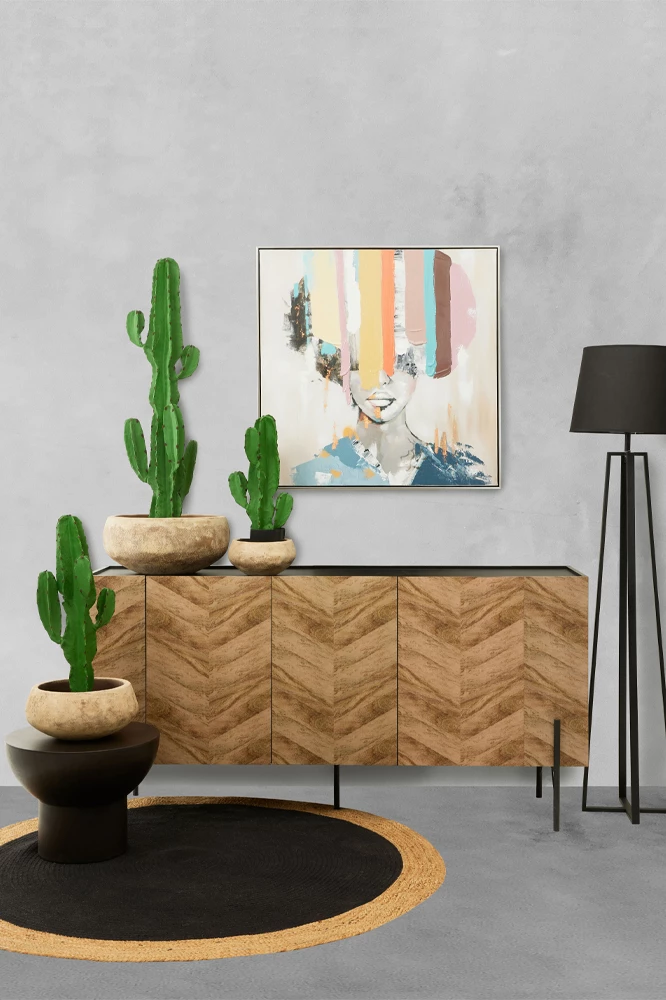 Dekorativna slika 'Colorful Woman', večbarvna, srebrni okvir, 80x80x5 cm