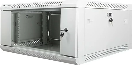 Stenski omarica za omrežje 19", 4U, 600x600 mm, steklo, Lanberg WF01-6604-10S, siva
