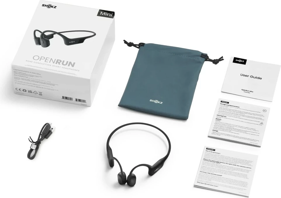 Sportne brezžične odprte slušalke OpenRun Mini, SHOKZ, 20 - 20000 Hz, 26 g, črne