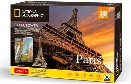 3D sestavljanka Eifflov stolp Pariz, Cubic Fun National Geographic, 80 kosov